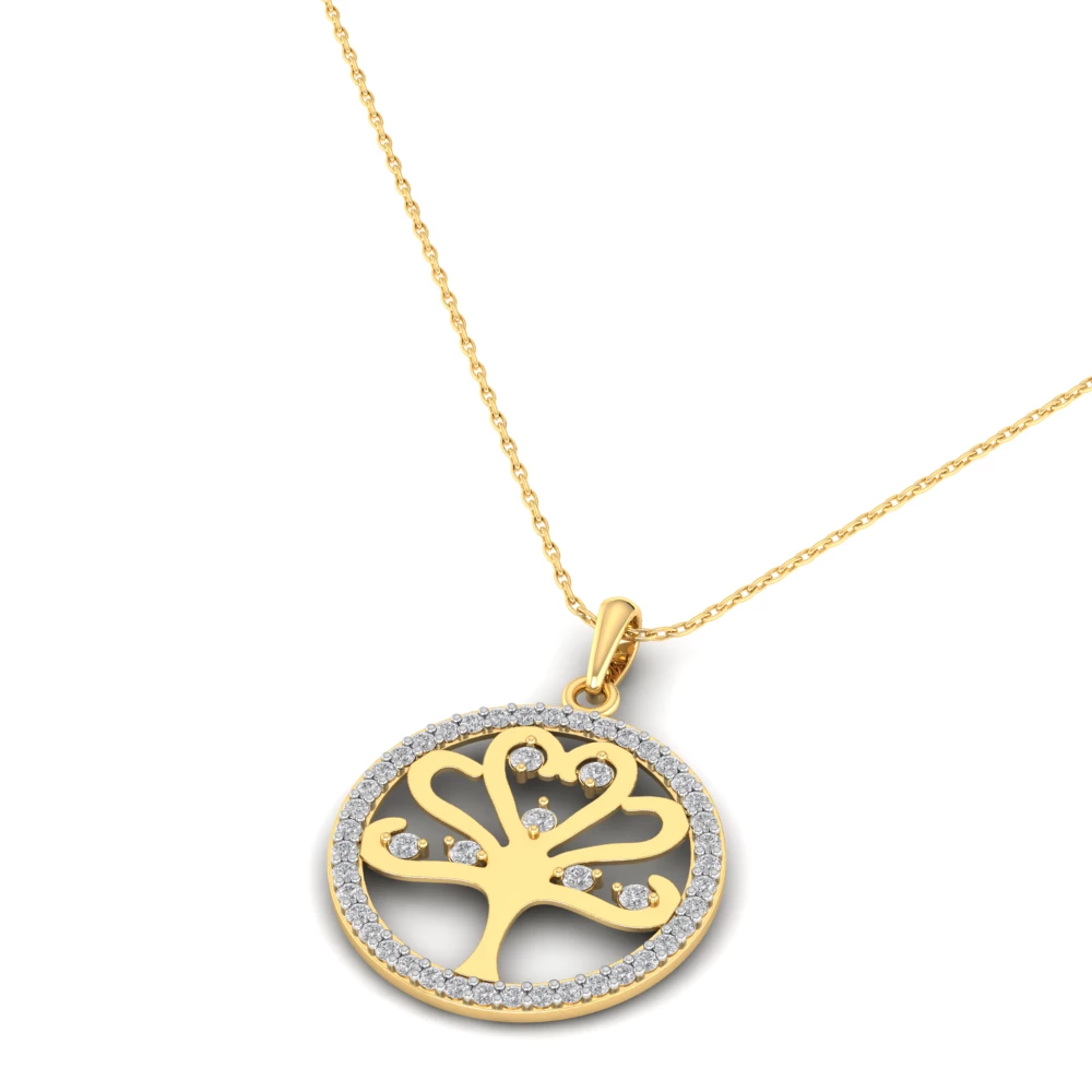 Pargold Solid Gold Opulent Tree of Life Necklace -Gold_Diamond_Diamond_Static_Gold