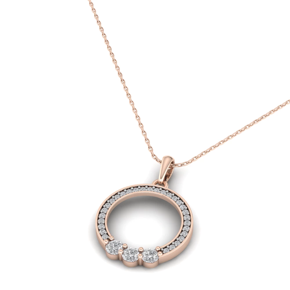 Pargold Solid Gold Luminous Halo Cluster Pendant Necklace -Rose_Diamond_Diamond_Static_Rose