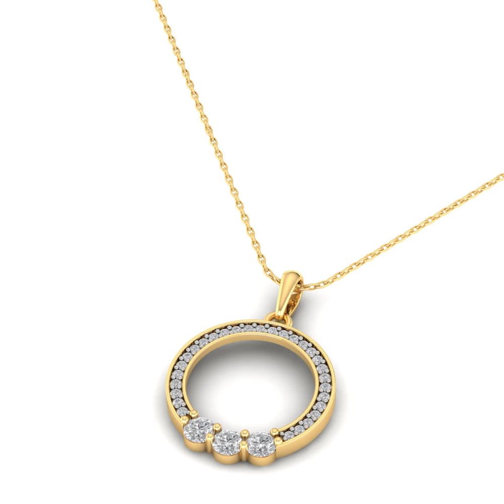 Pargold Solid Gold Luminous Halo Cluster Pendant Necklace -Gold_Diamond_Diamond_Static_Gold