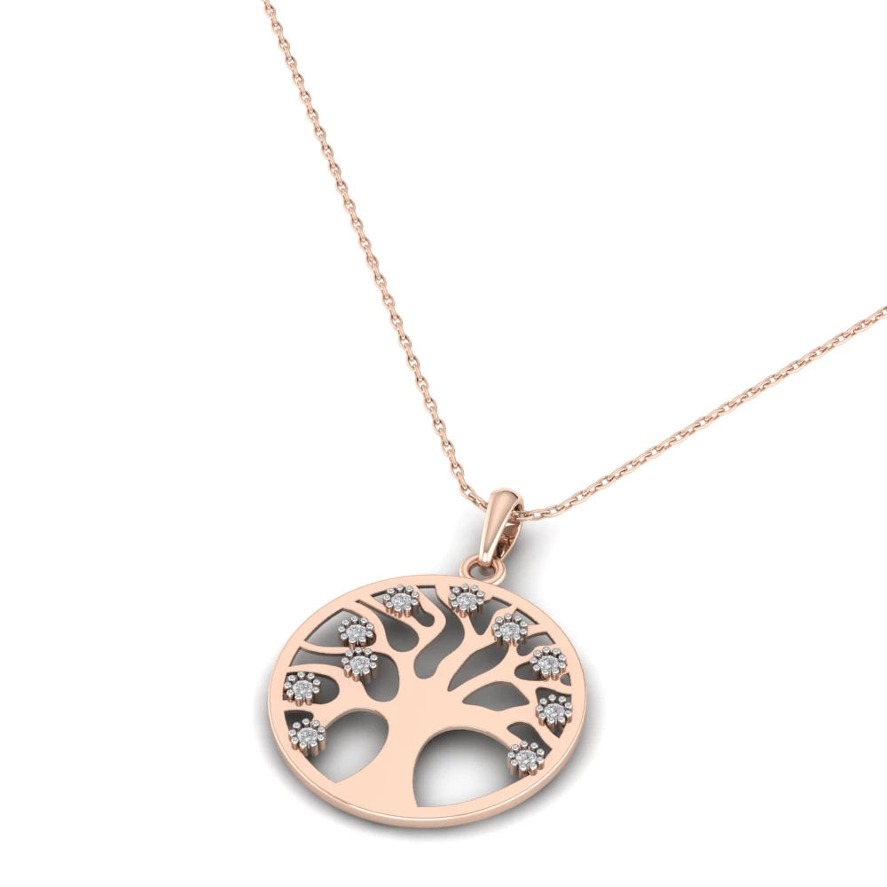 Pargold Solid Gold Arboreal Splendor Pendant Necklace -Rose_Diamond_Diamond_Static_Rose