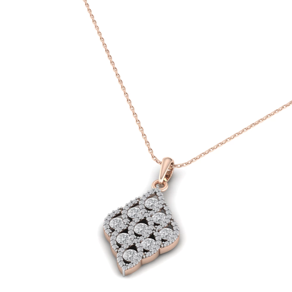 Pargold Solid Gold Eternal Affection Geometric Pendant Necklace -Rose_Diamond_Diamond_Static_Rose