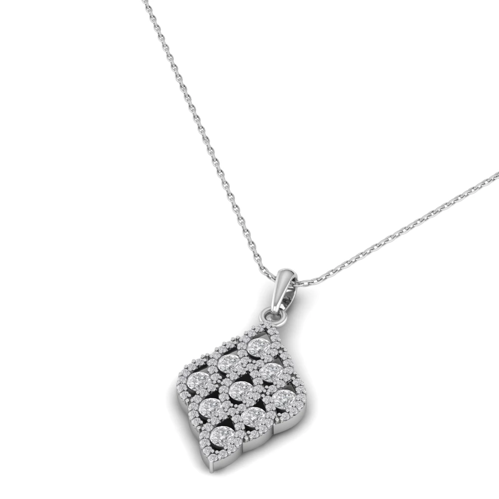 Pargold Solid Gold Eternal Affection Geometric Pendant Necklace -Silver_Diamond_Diamond_Static_Silver