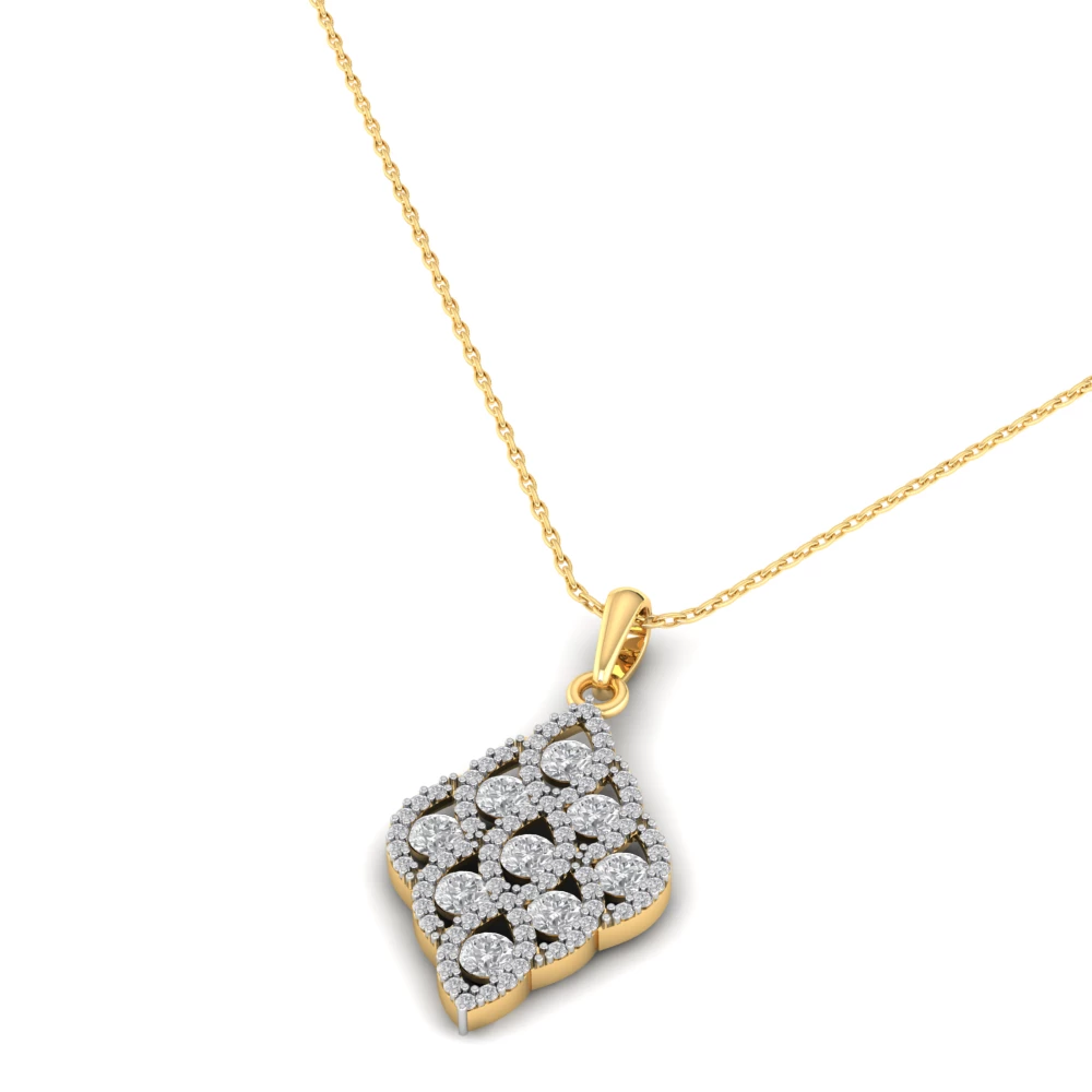 Pargold Solid Gold Eternal Affection Geometric Pendant Necklace -Gold_Diamond_Diamond_Static_Gold