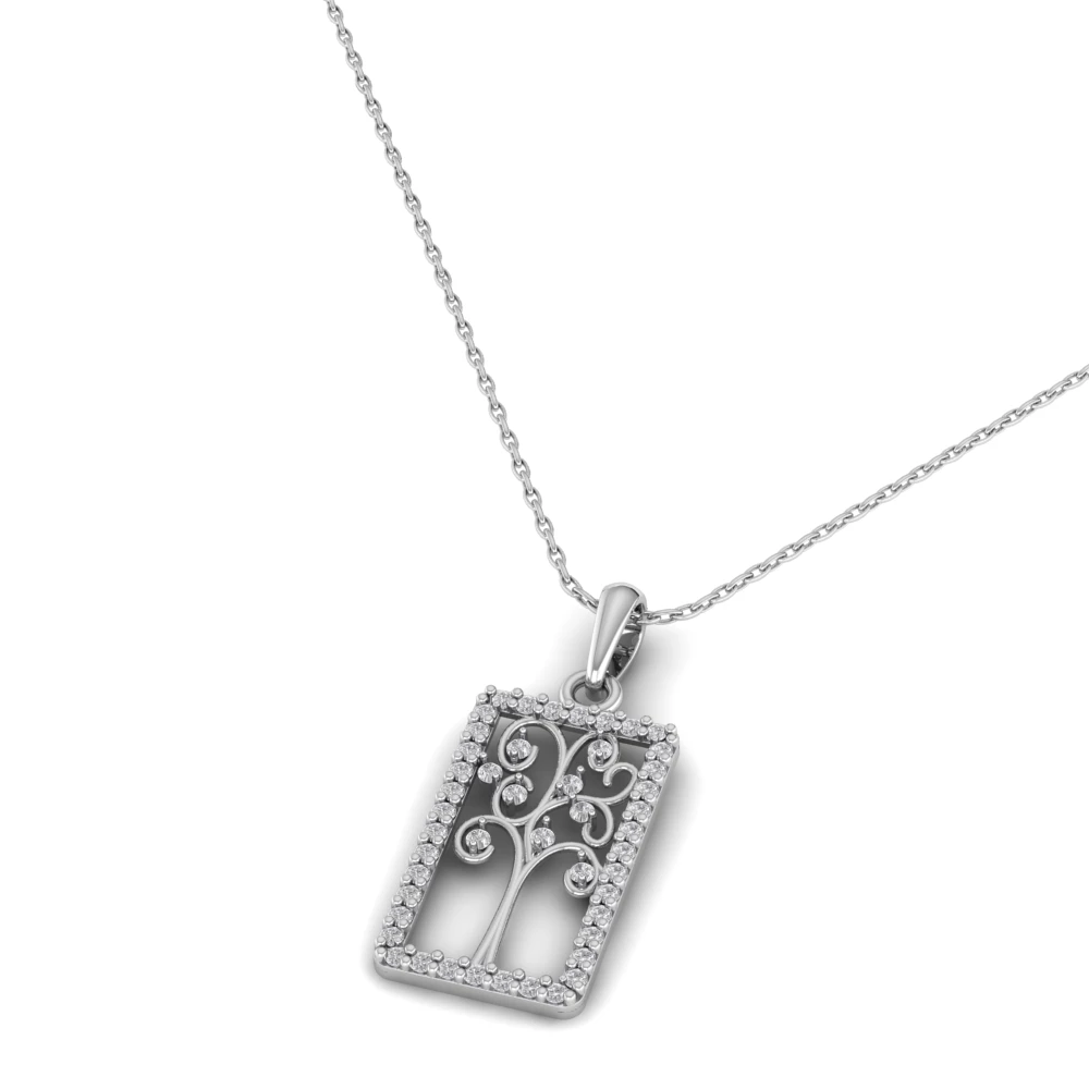 Pargold Solid Gold Sylvan Heirloom Pendant Necklace -Silver_Diamond_Diamond_Static_Silver