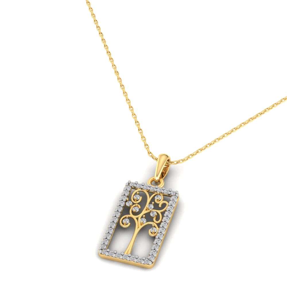 Pargold Solid Gold Sylvan Heirloom Pendant Necklace -Gold_Diamond_Diamond_Static_Gold