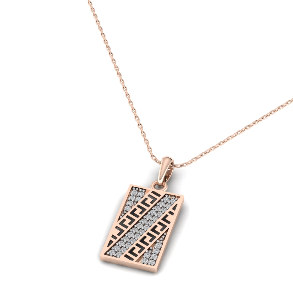 Pargold Solid Gold Chevron Gleam Pendant Necklace -Rose_Diamond_Diamond_Static_Rose