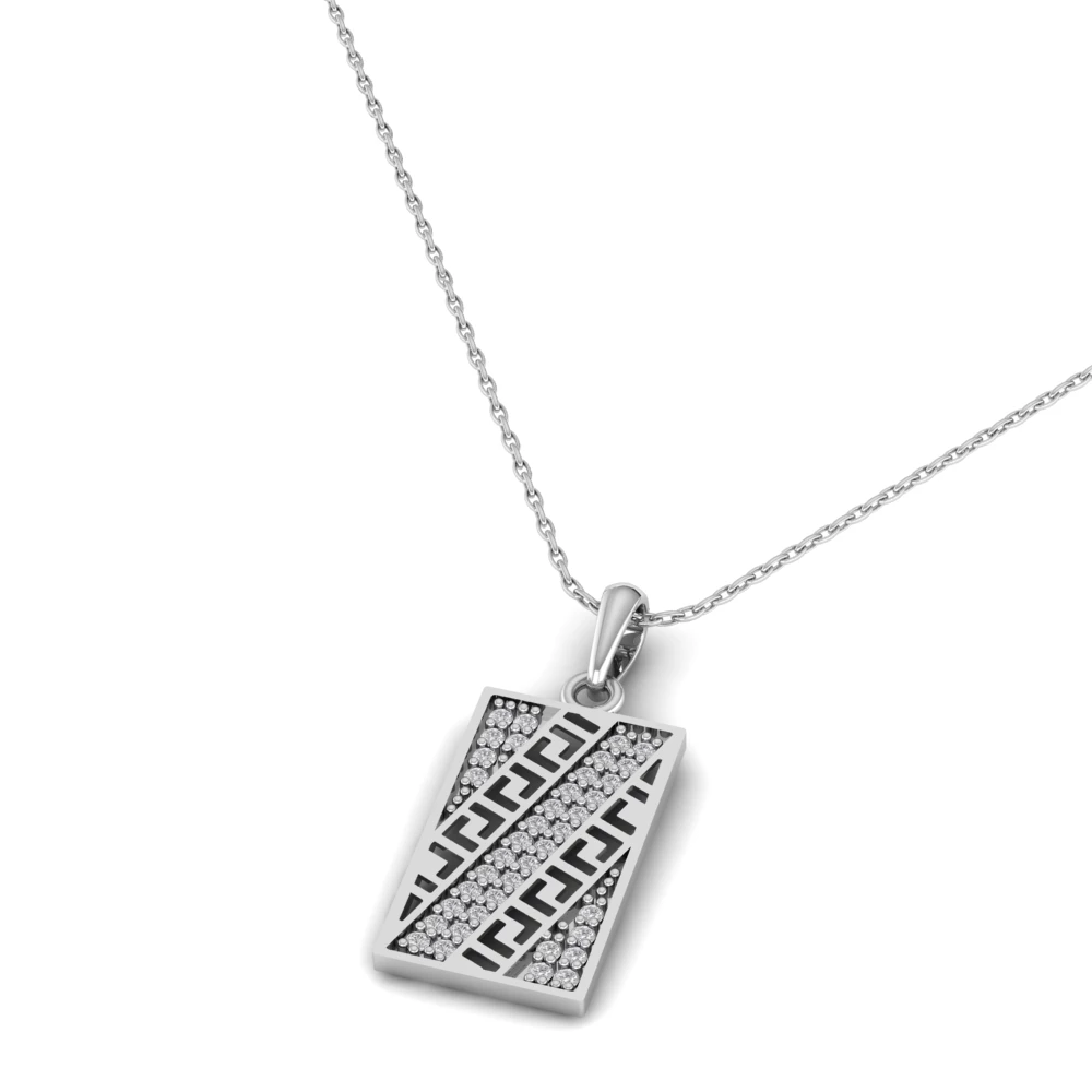 Pargold Solid Gold Chevron Gleam Pendant Necklace -Silver_Diamond_Diamond_Static_Silver