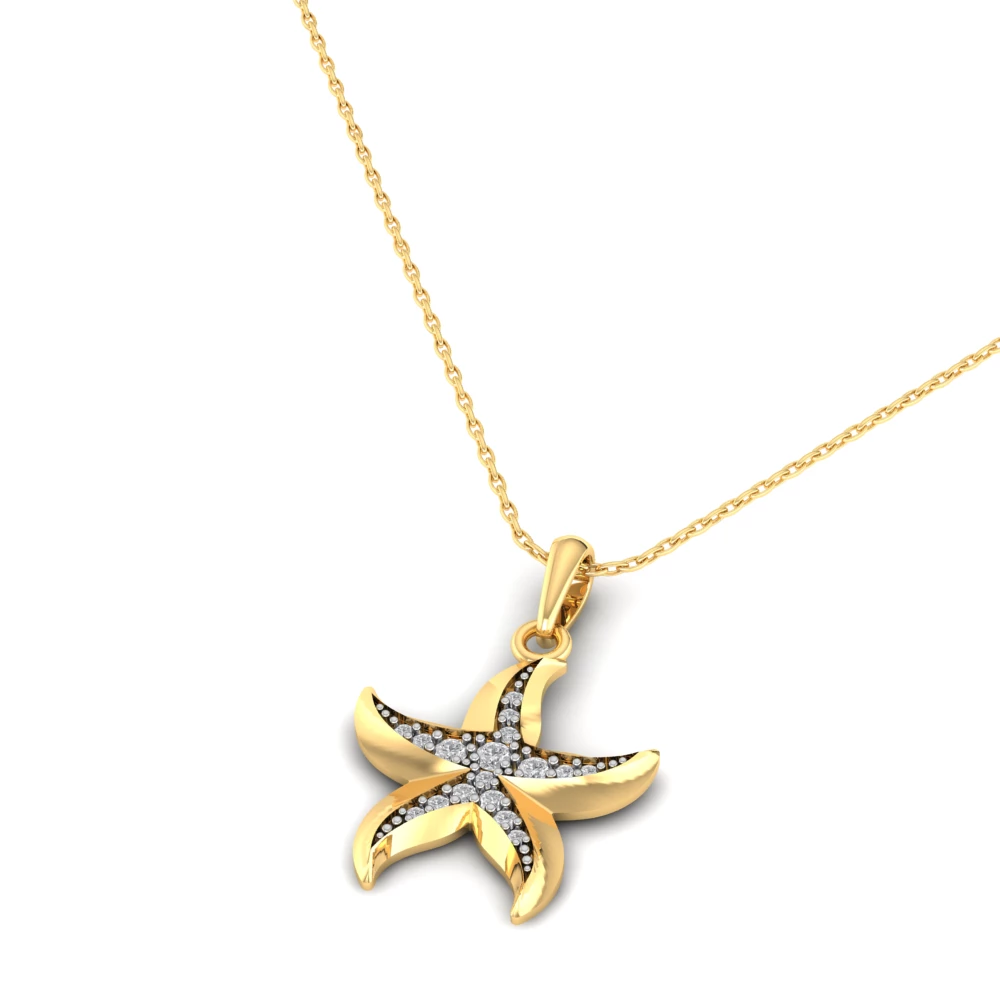 Pargold Solid Gold Marine Radiance Pendant Necklace -Gold_Diamond_Diamond_Static_Gold