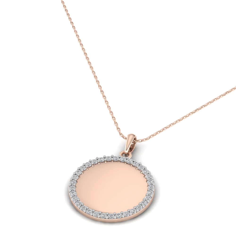 Pargold Solid Gold Golden Horizon Circle Pendant Necklace -Rose_Diamond_Diamond_Static_Rose