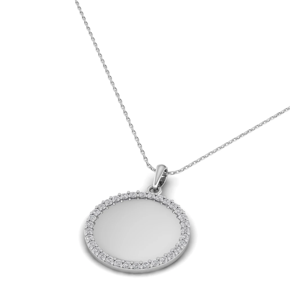 Pargold Solid Gold Golden Horizon Circle Pendant Necklace -Silver_Diamond_Diamond_Static_Silver