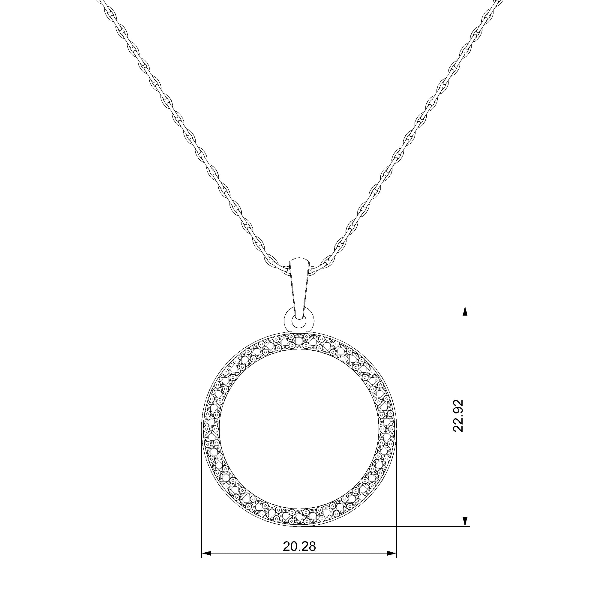 Pargold Solid Gold Golden Horizon Circle Pendant Necklace-Static