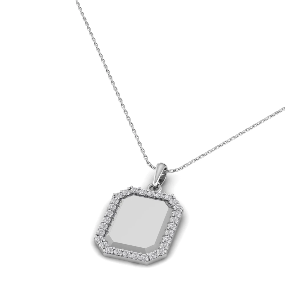 Pargold Solid Gold imeless Radiance Rectangular Pendant -Silver_Diamond_Diamond_Static_Silver