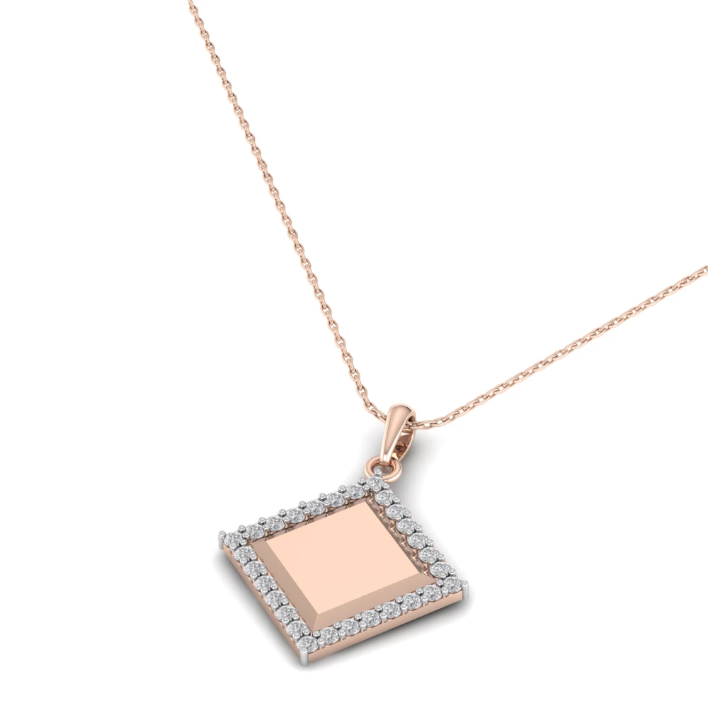 Pargold Solid Gold Geometric Gleam Pendant Necklace -Rose_Diamond_Diamond_Static_Rose