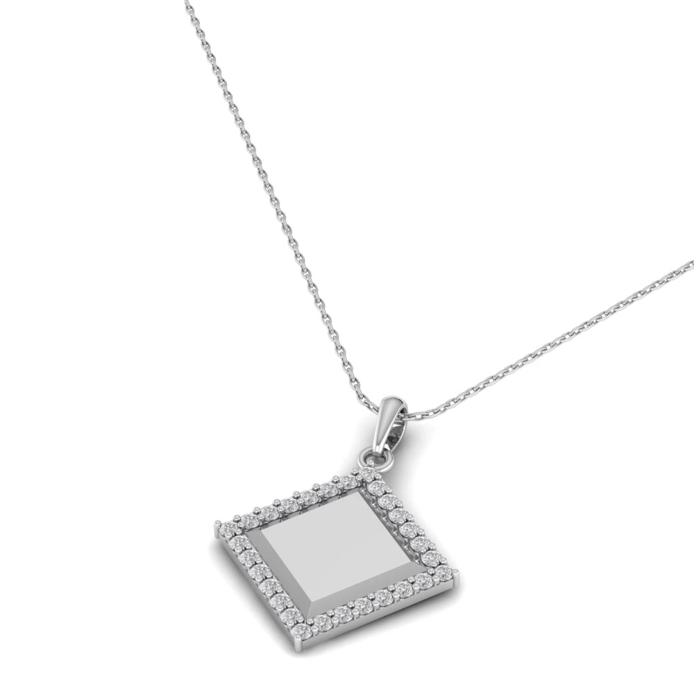 Pargold Solid Gold Geometric Gleam Pendant Necklace -Silver_Diamond_Diamond_Static_Silver