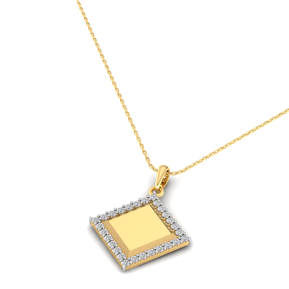 Pargold Solid Gold Geometric Gleam Pendant Necklace -Gold_Diamond_Diamond_Static_Gold