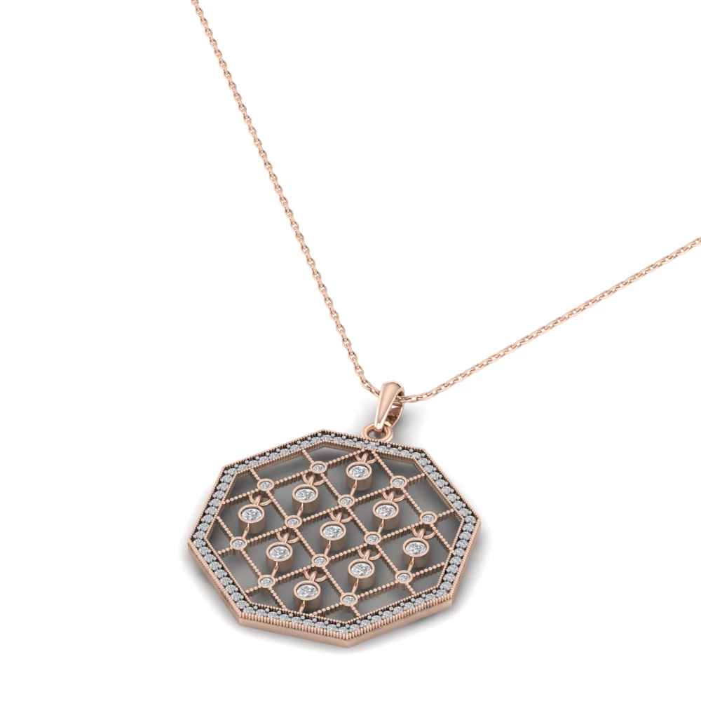 Pargold Solid Gold Harmony Hexa Pendant Necklace -Rose_Diamond_Diamond_Static_Rose