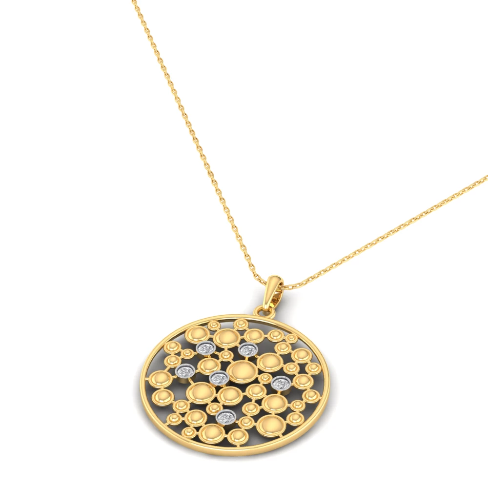 Pargold Solid Gold Bubbly Orb Pendant Necklace -Gold_Diamond_Diamond_Static_Gold