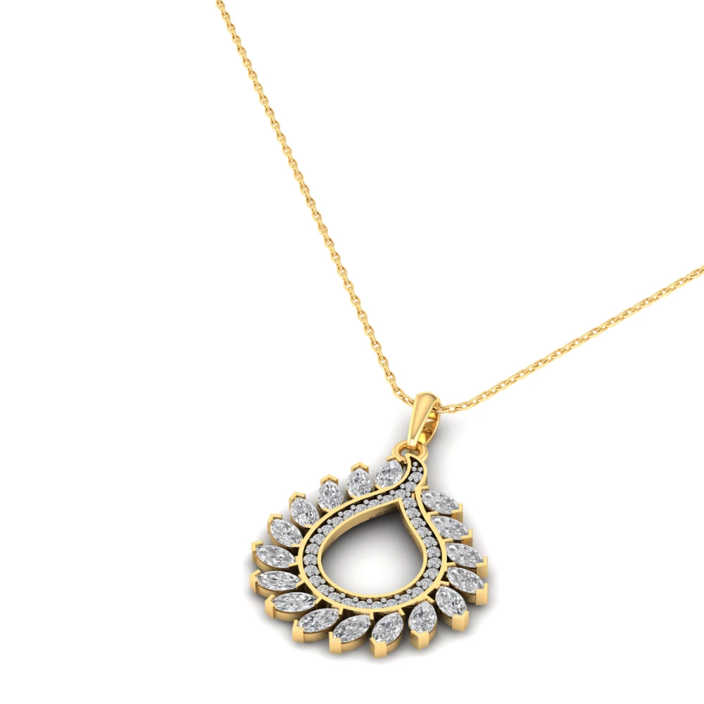 Pargold Solid Gold Teardrop Brilliance Pendant Necklace -Gold_Diamond_Diamond_Static_Gold