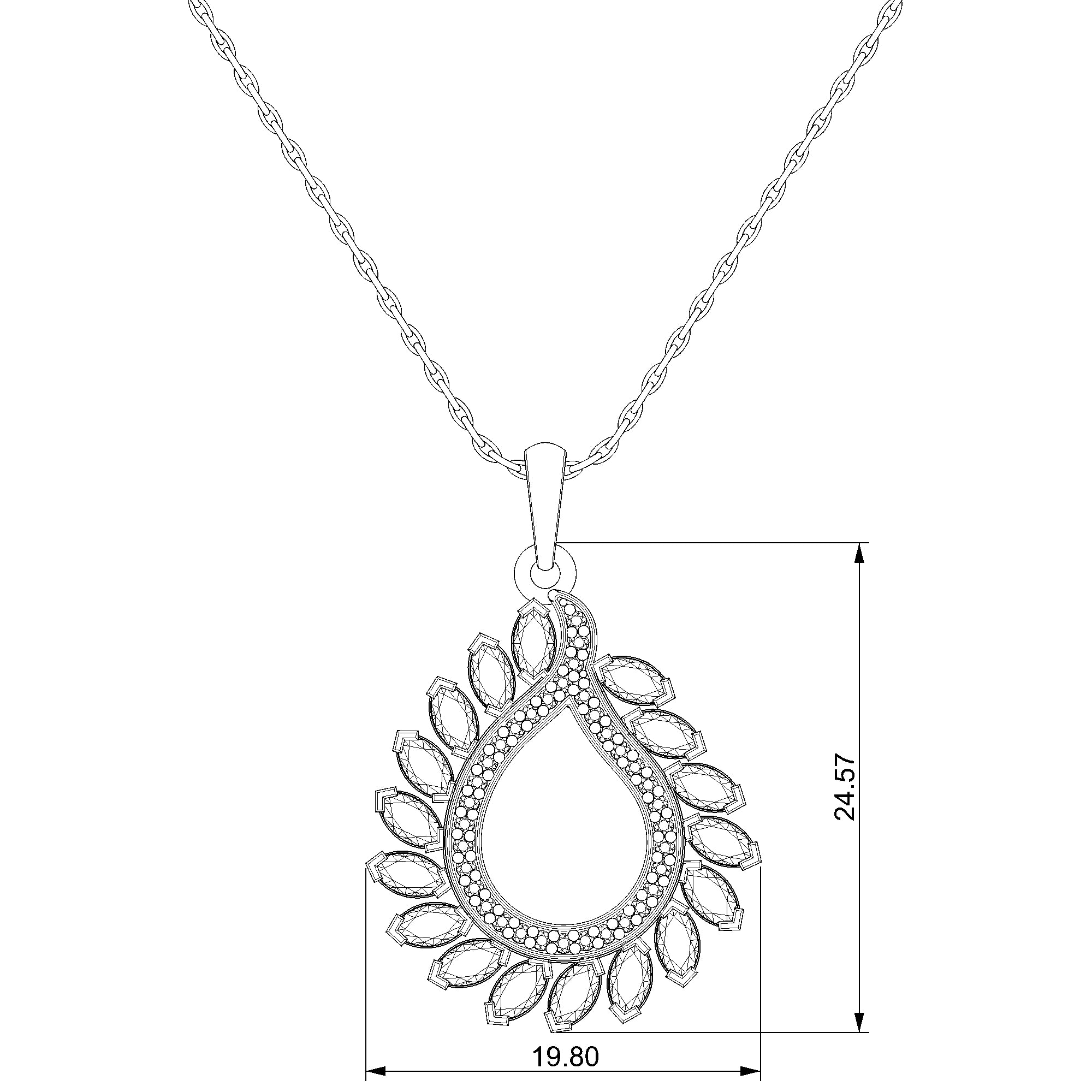 Pargold Solid Gold Teardrop Brilliance Pendant Necklace-Static