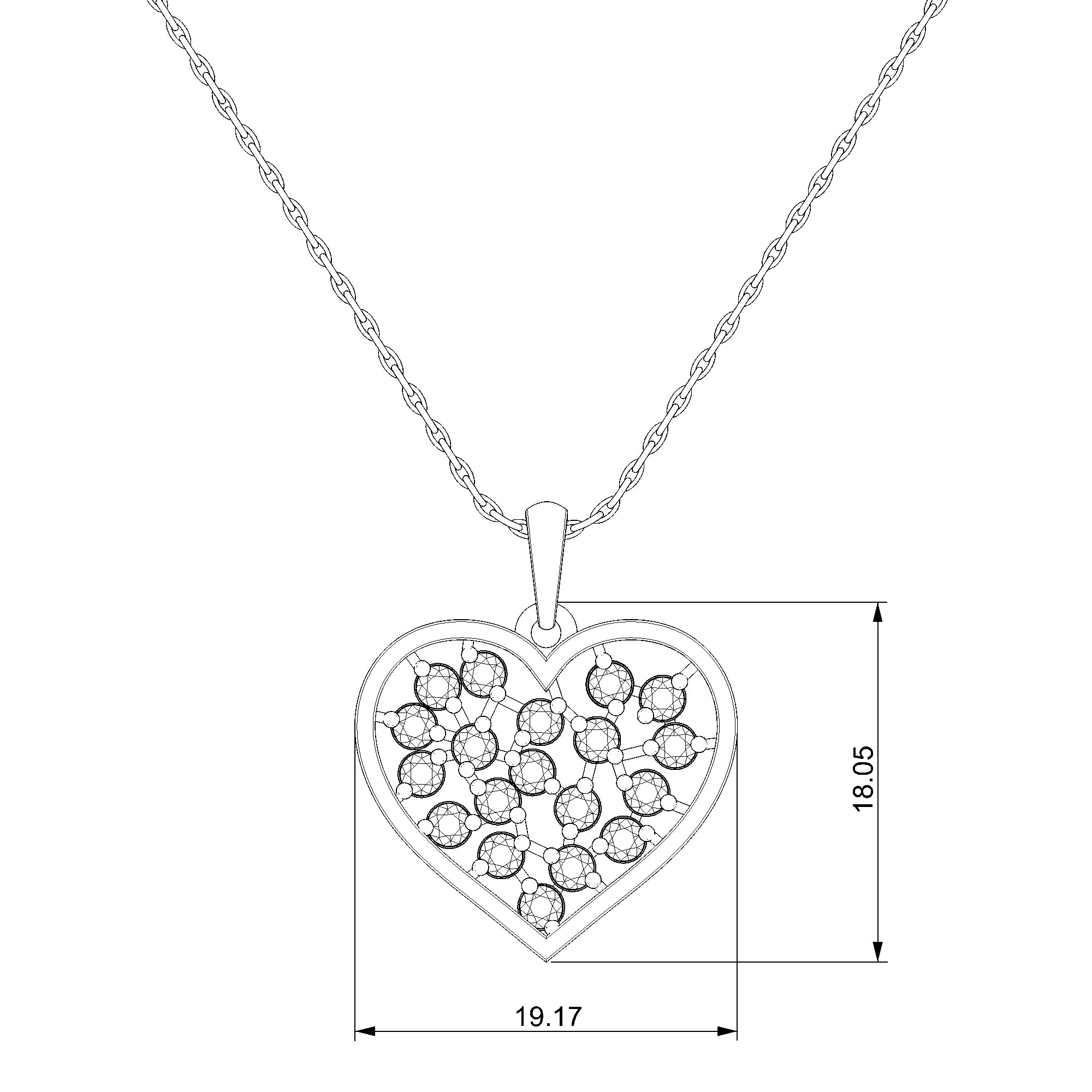 Pargold Solid Gold Crystalline Lattice Heart Pendant Necklace-Static