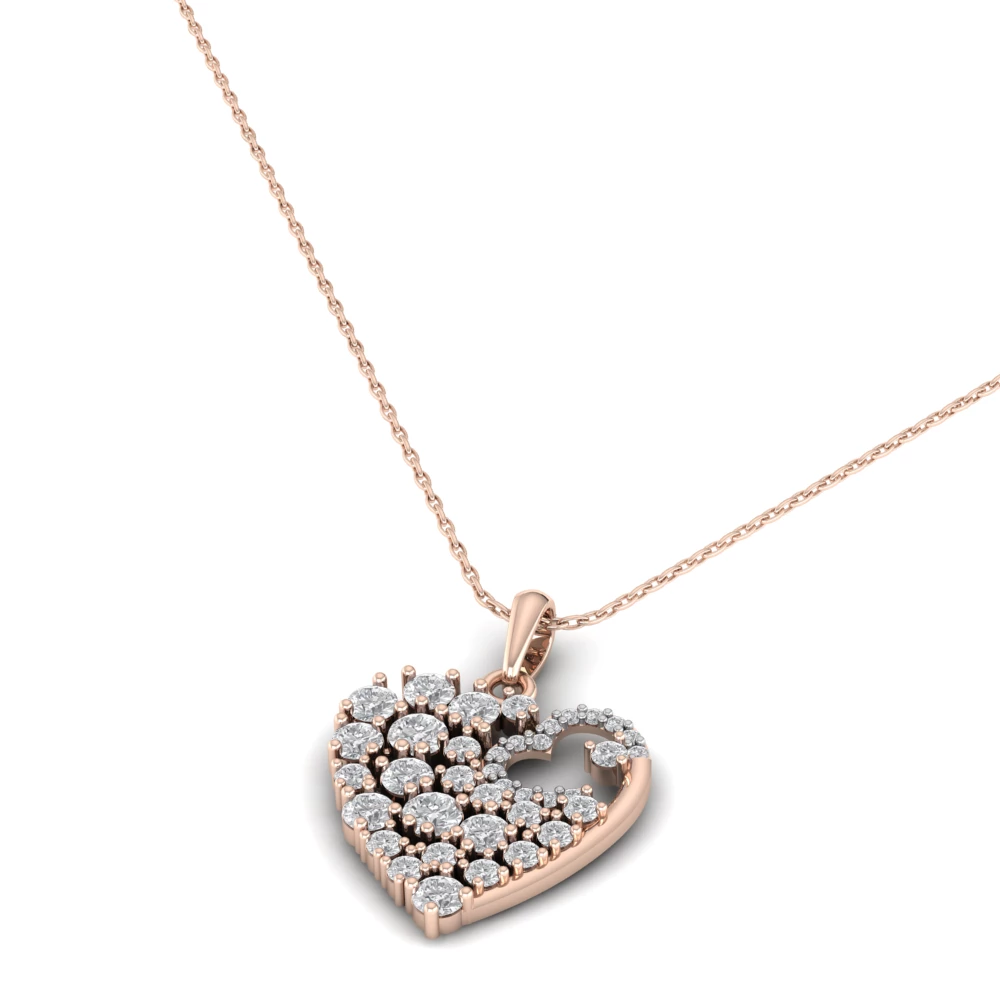 Pargold Solid Gold Constellation Heart Pendant Necklace -Rose_Diamond_Diamond_Static_Rose