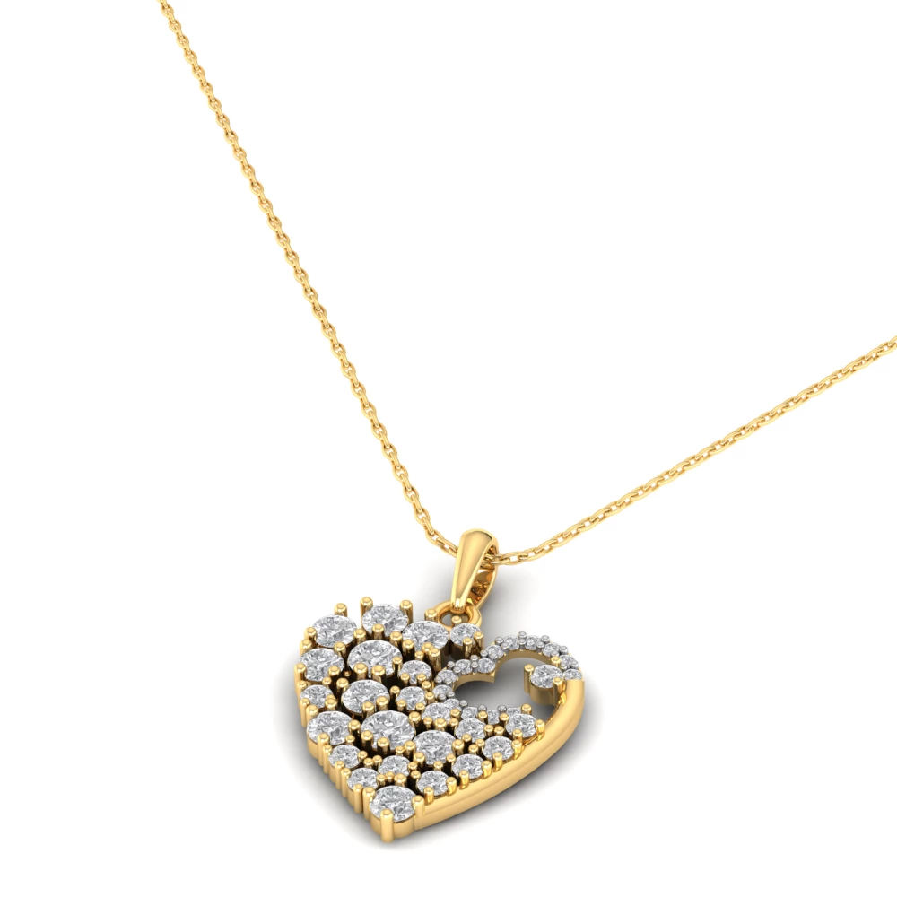 Pargold Solid Gold Constellation Heart Pendant Necklace -Gold_Diamond_Diamond_Static_Gold