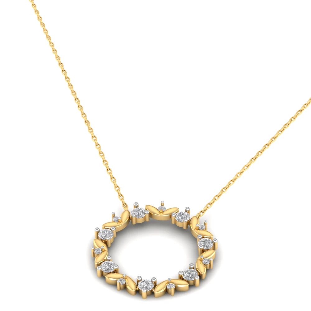 Pargold Solid Gold Eternal Wreath Pendant Necklace -Gold_Diamond_Diamond_Static_Gold