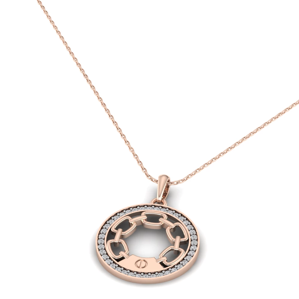 Pargold Solid Gold Harmony Halo Pendant Necklace -Rose_Diamond_Diamond_Static_Rose