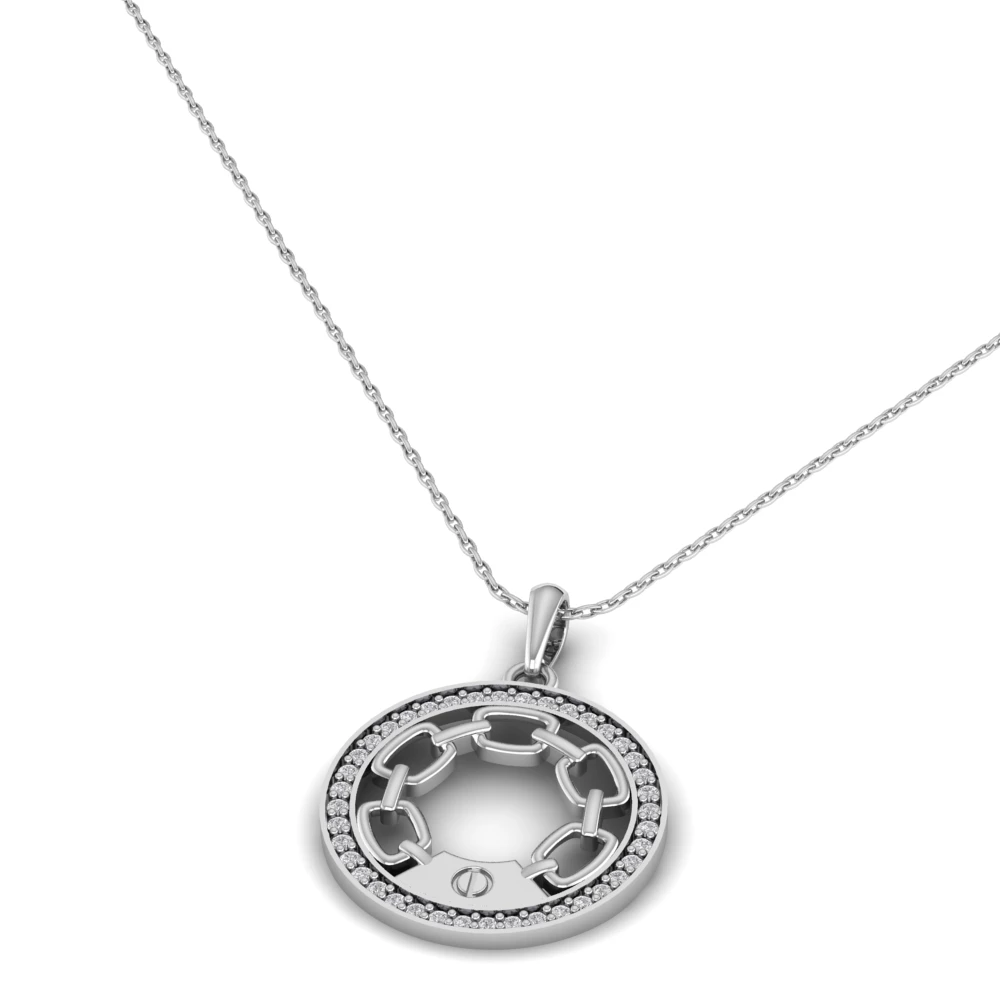 Pargold Solid Gold Harmony Halo Pendant Necklace -Silver_Diamond_Diamond_Static_Silver