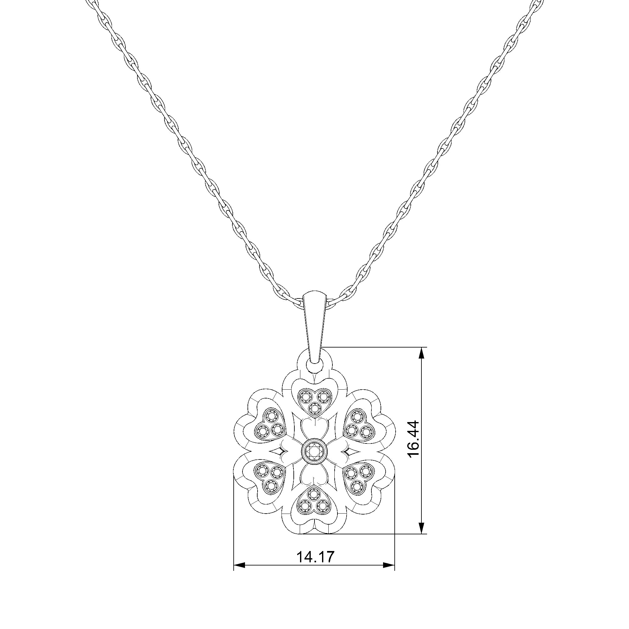 Pargold Solid Gold Charming Floral Heart Pendant Necklace-Static