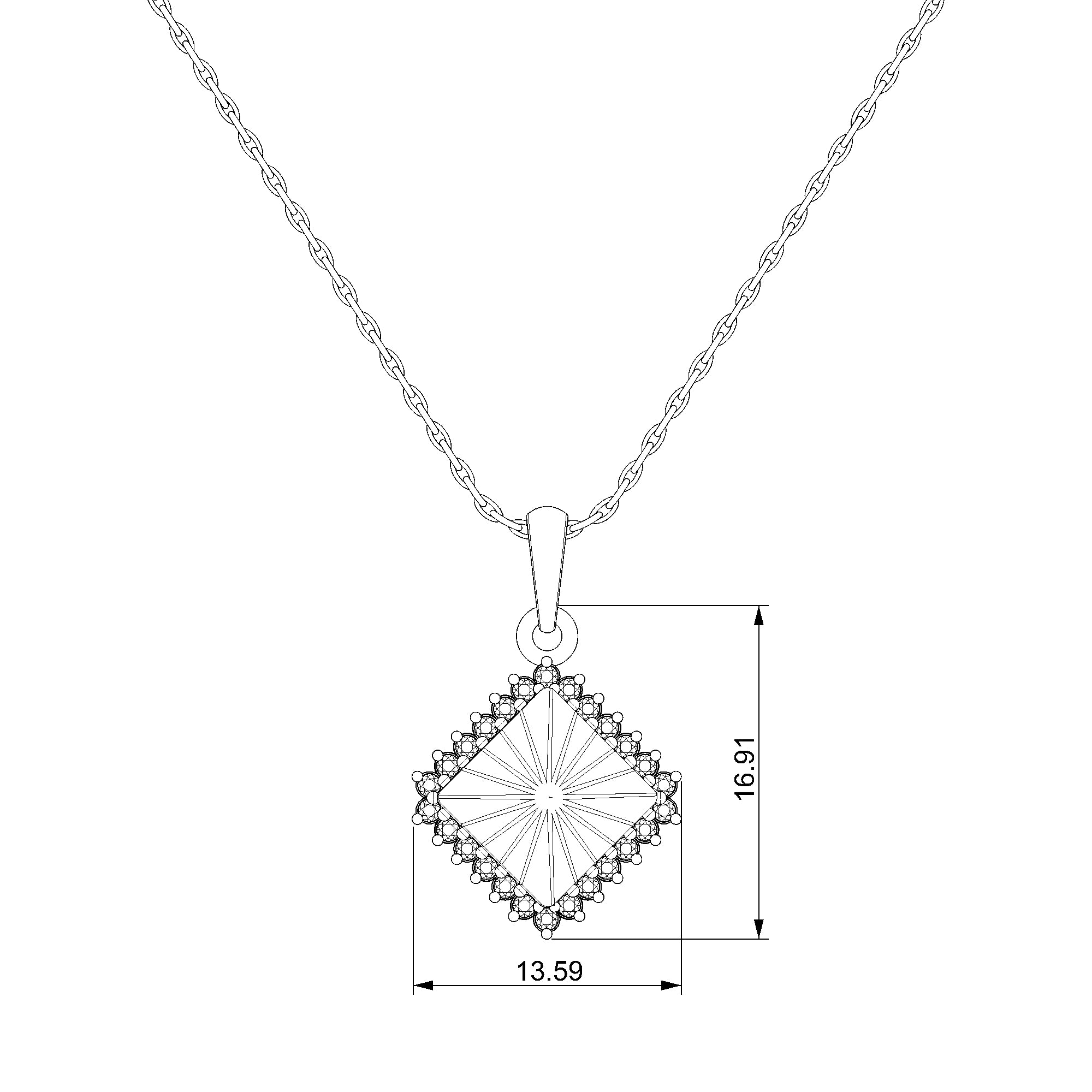 Pargold Solid Gold Radiant Gemstone Starburst Pendant-Static