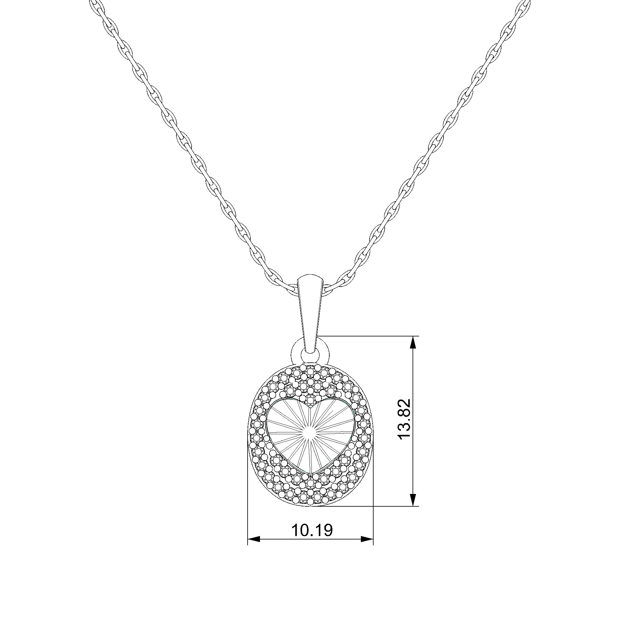 Pargold Solid Gold Radiant Heart Shimmer Pendant-Static