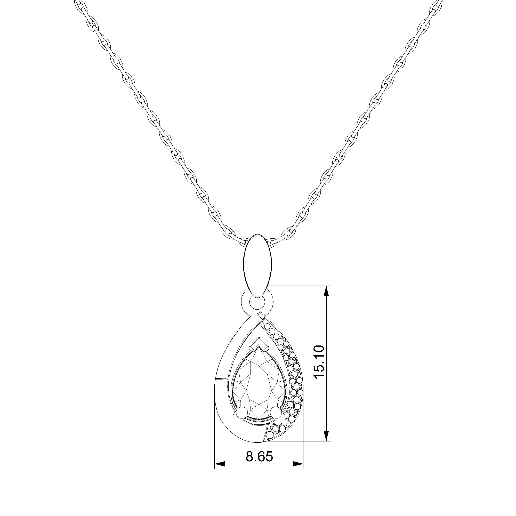 Pargold Solid Gold Radiant Elegance Teardrop Necklace-Static