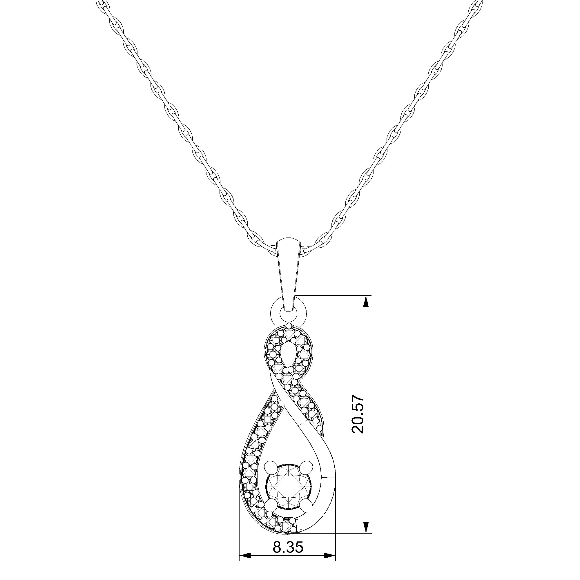 Pargold Solid Gold Elegantly Enchanting Radiant Infinity Pendant-Static