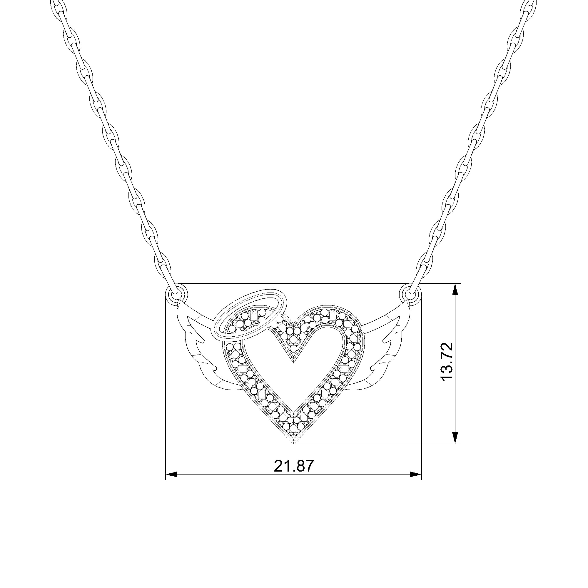 Pargold Solid Gold Heavenly Radiance Winged Heart Necklace-Static