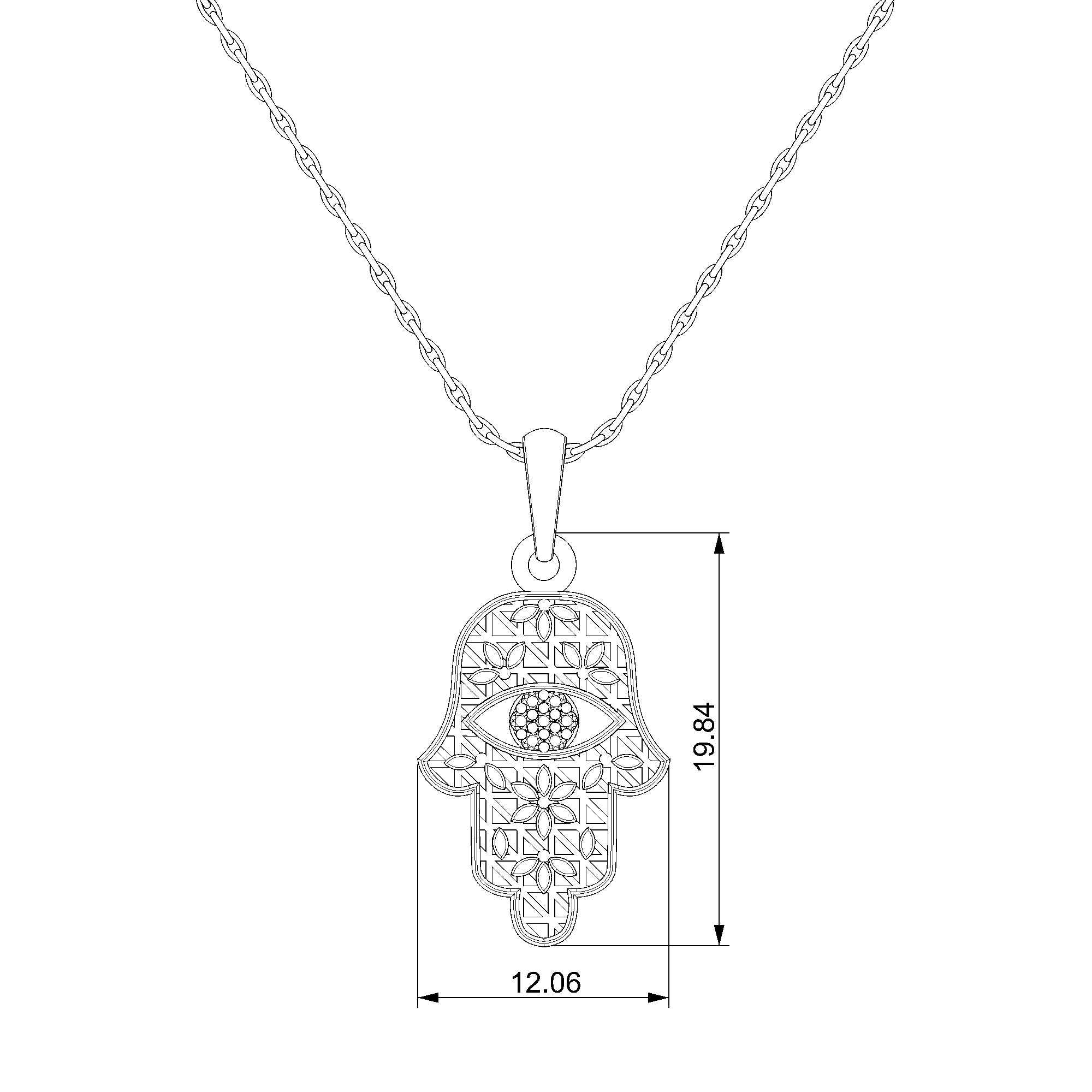 Pargold Solid Gold Enchanting Hamsa Radiant Gemstone Pendant-Static
