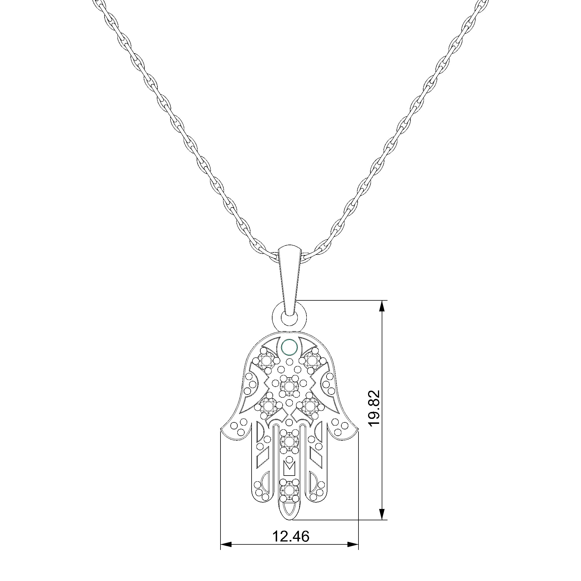 Pargold Solid Gold Enchanting Radiant Gemstone Hamsa Pendant-Static
