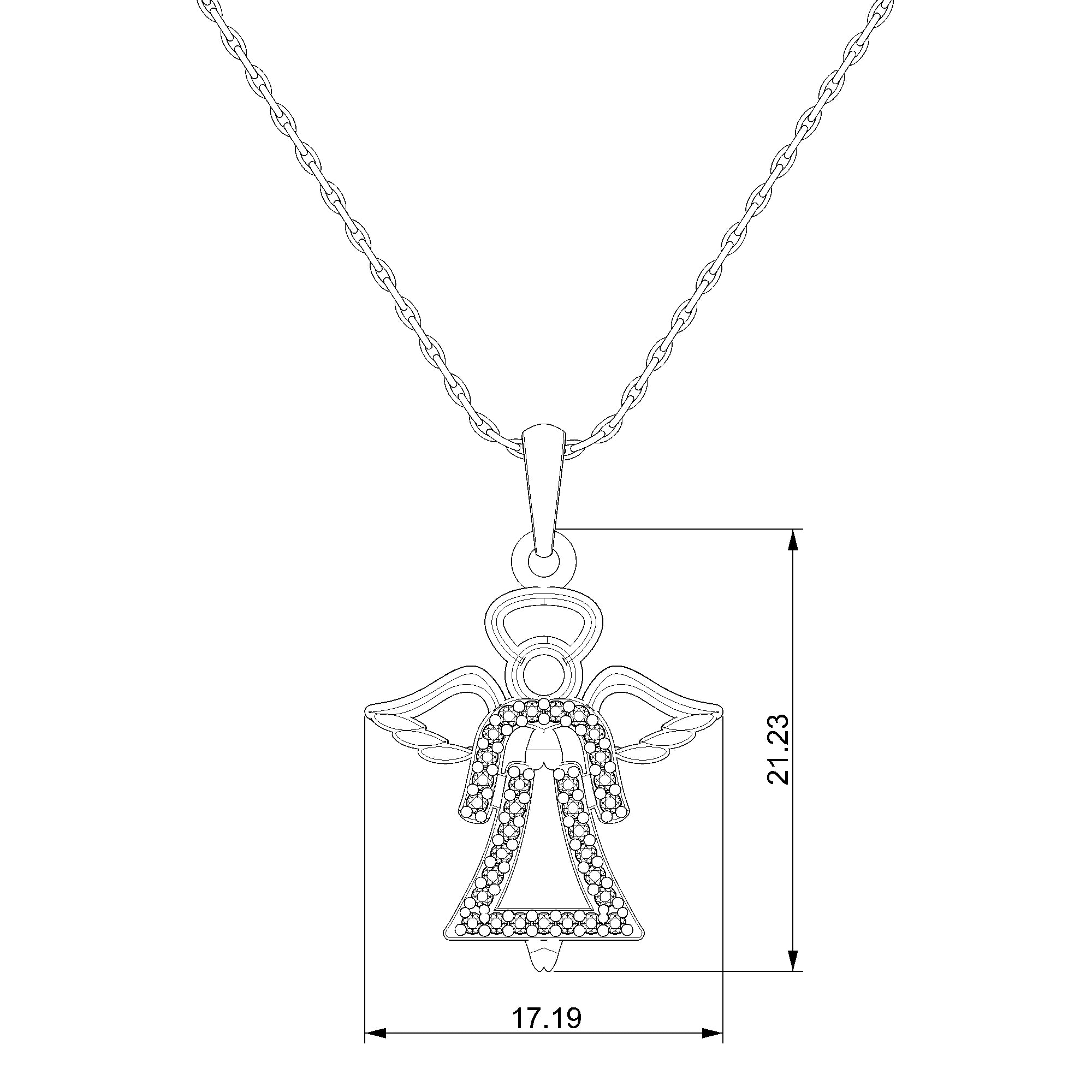 Pargold Solid Gold Heavenly Radiance Angel Pendant-Static
