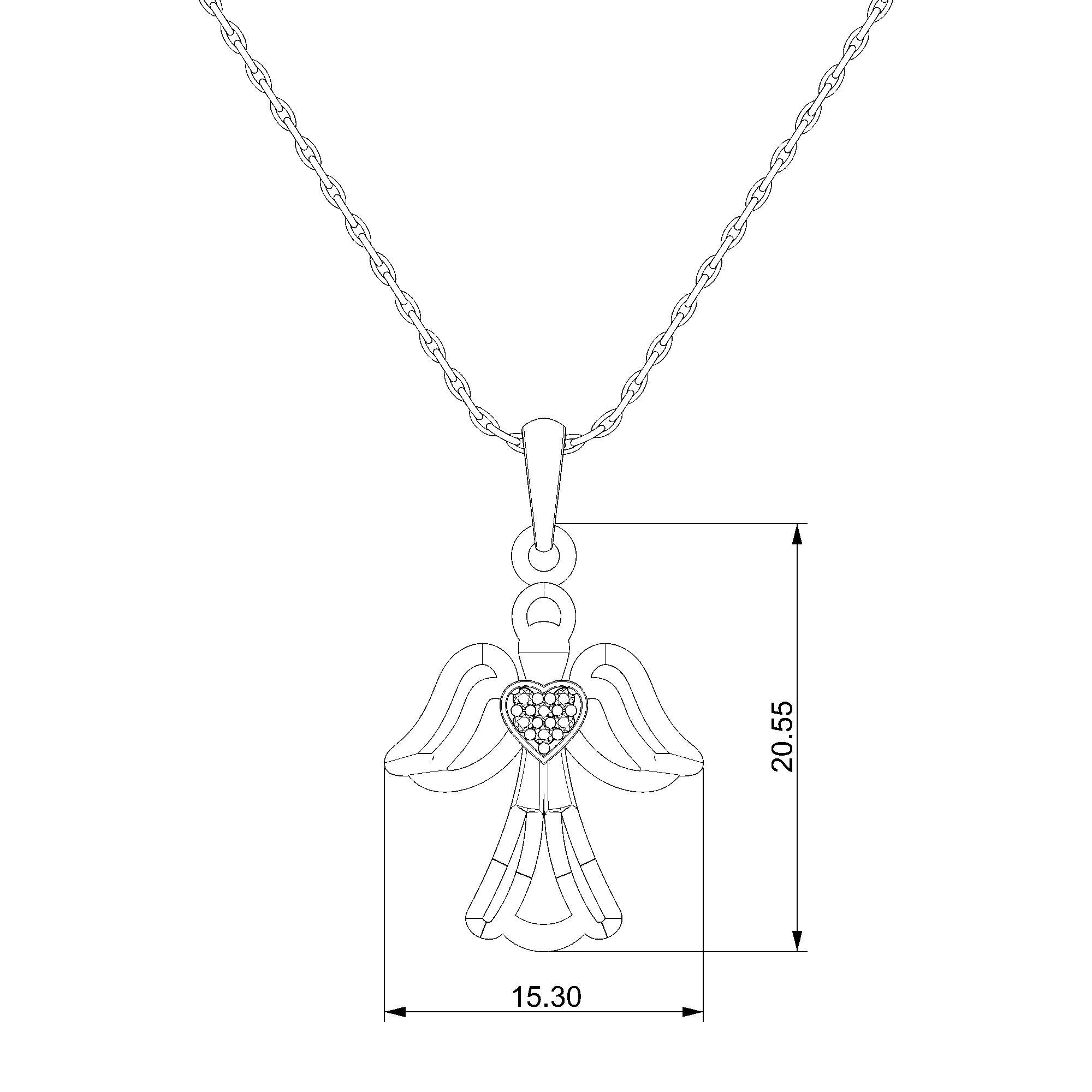 Pargold Solid Gold Celestial Guardian Radiant Gemstone Pendant-Static