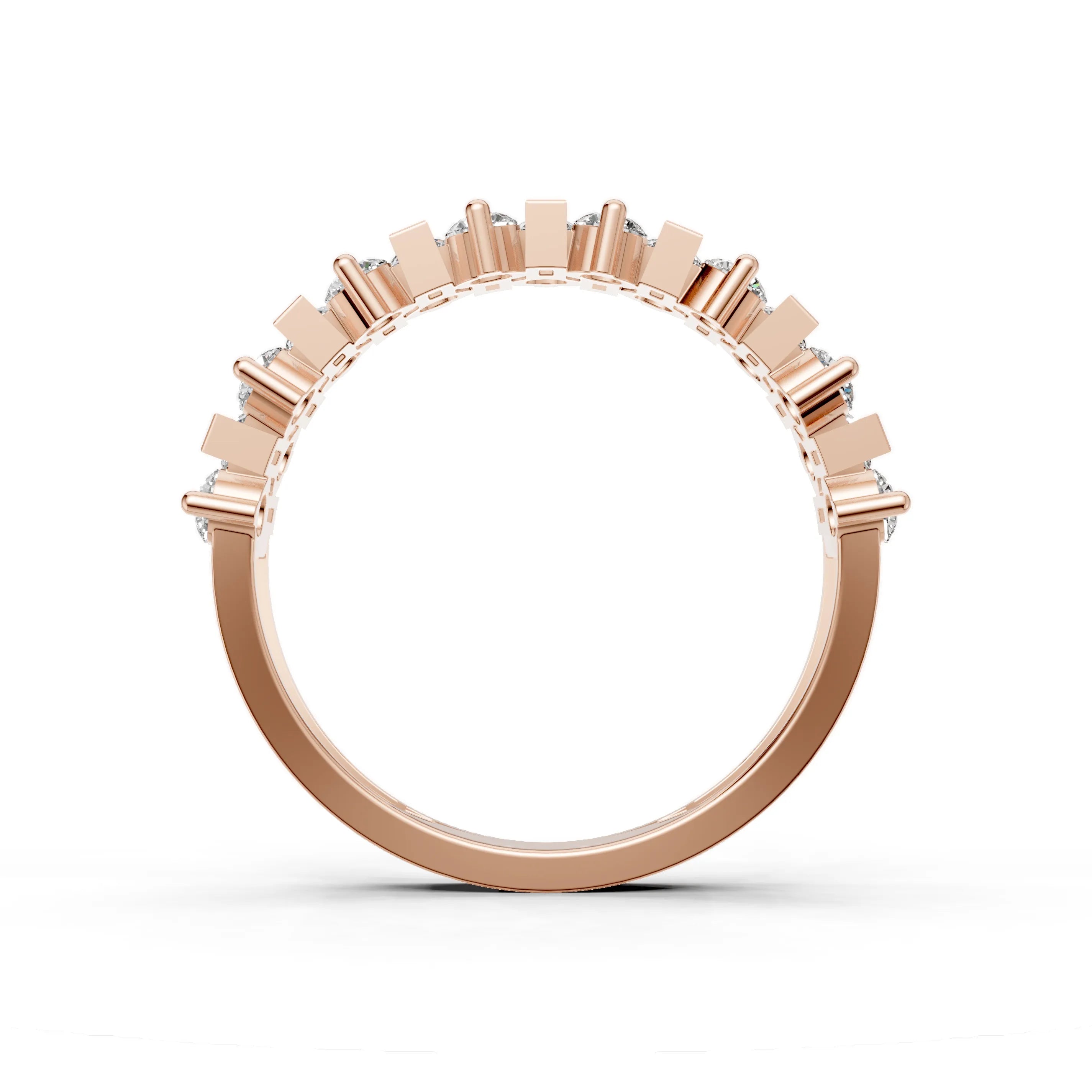 Pargold Solid Gold Geometric Baguette & Round Eternity Ring -Rose_Diamond_Diamond_Static_Rose