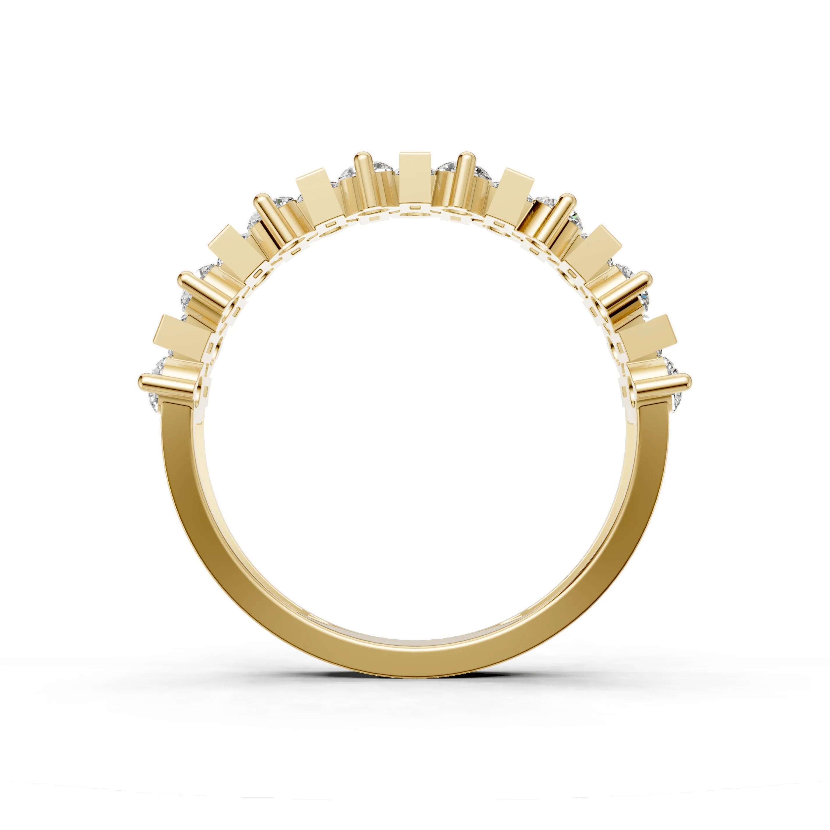 Pargold Solid Gold Geometric Baguette & Round Eternity Ring -Gold_Diamond_Diamond_Static_Gold