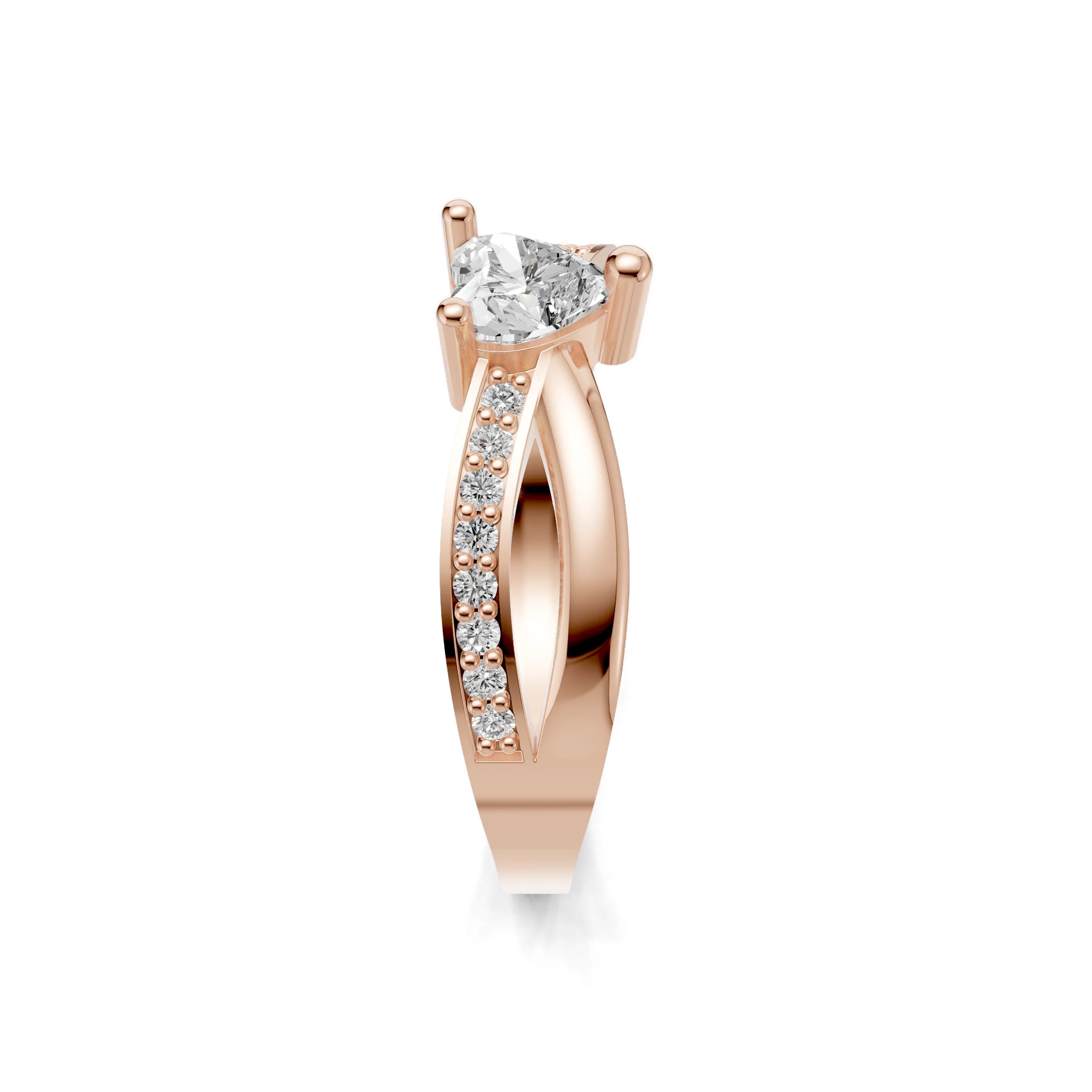 Pargold Solid Gold Enchanted Heart Radiance Ring -Rose_Diamond_Diamond_Static_Rose