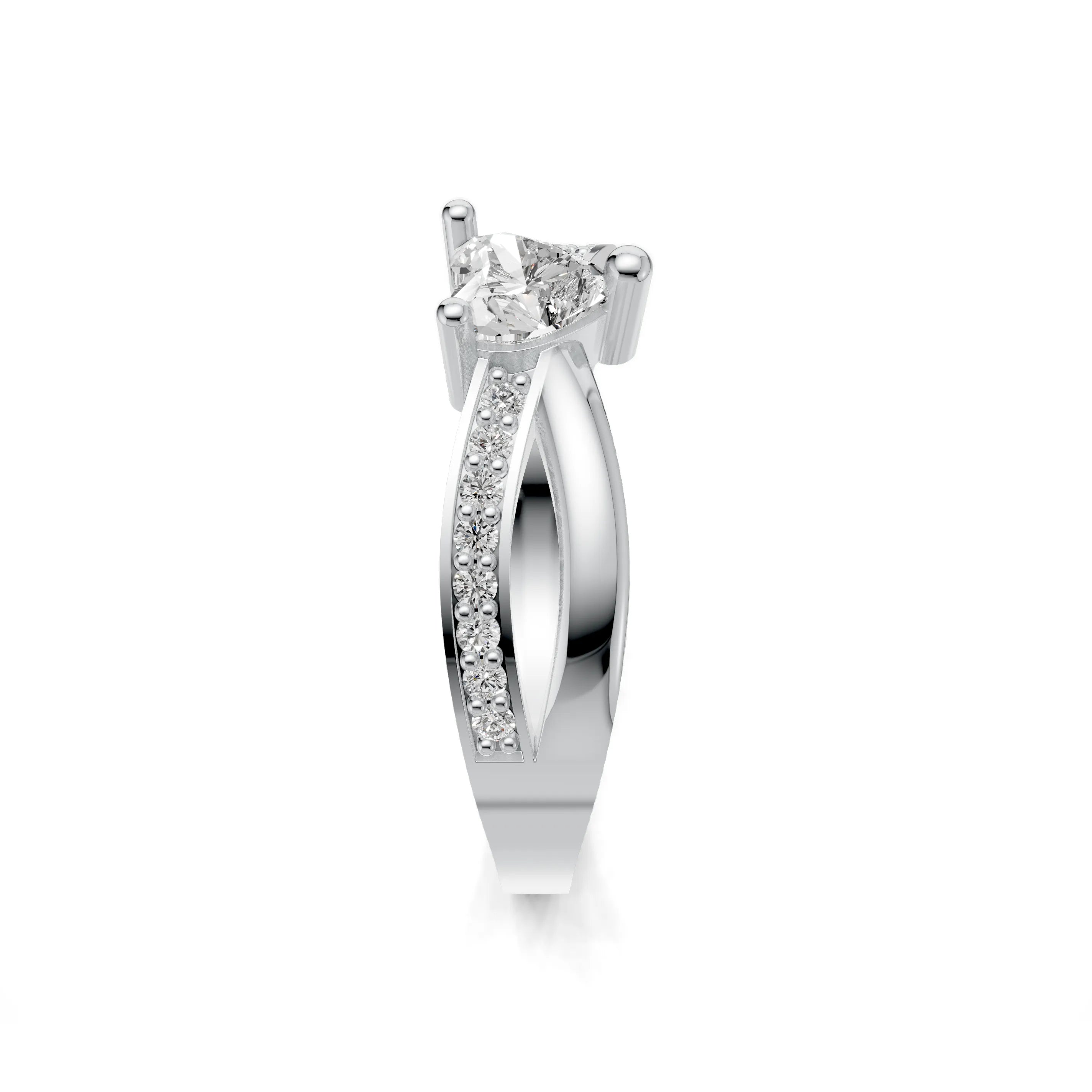 Pargold Solid Gold Enchanted Heart Radiance Ring -Silver_Diamond_Diamond_Static_Silver