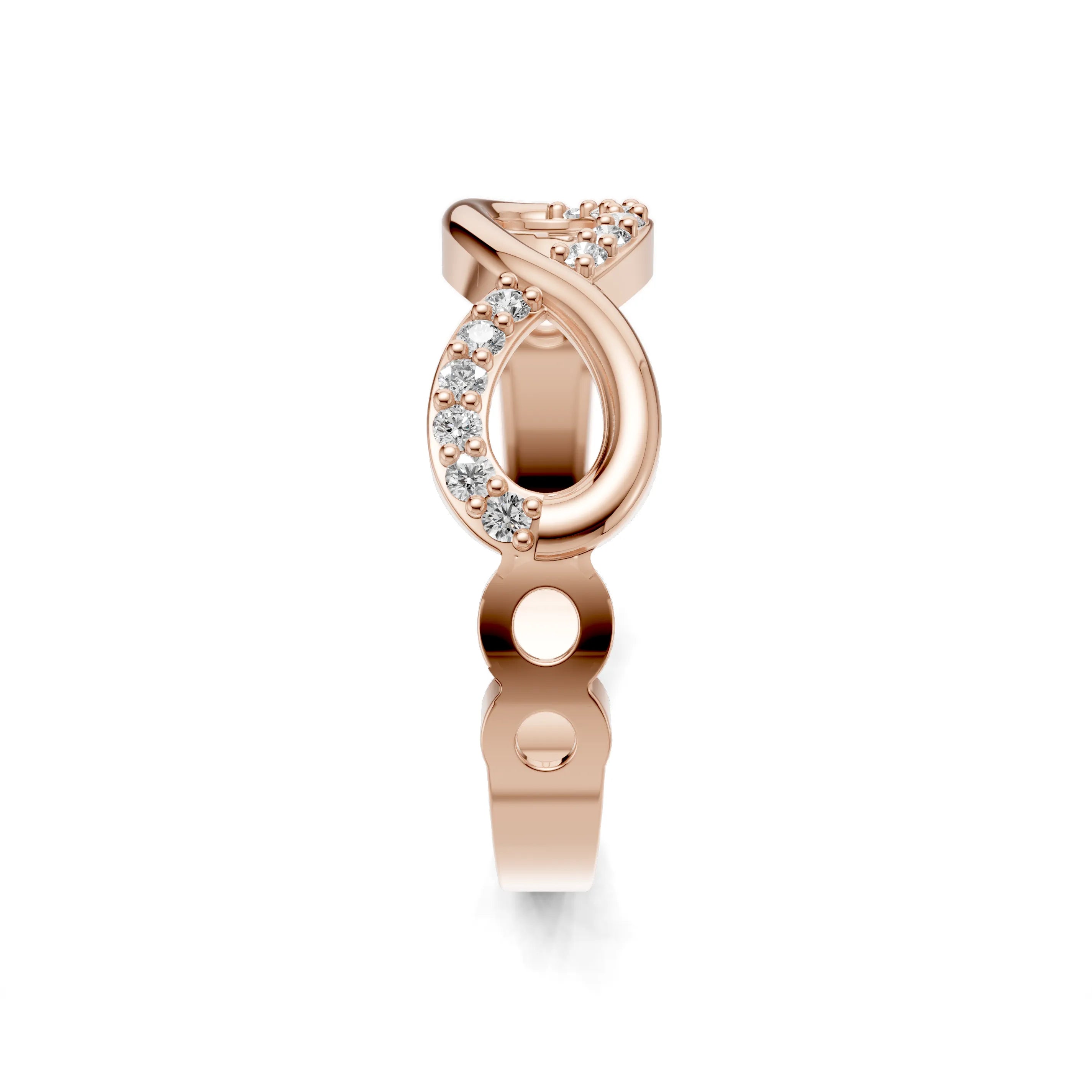 Pargold Solid Gold Infinity Loop Ring -Rose_Diamond_Diamond_Static_Rose