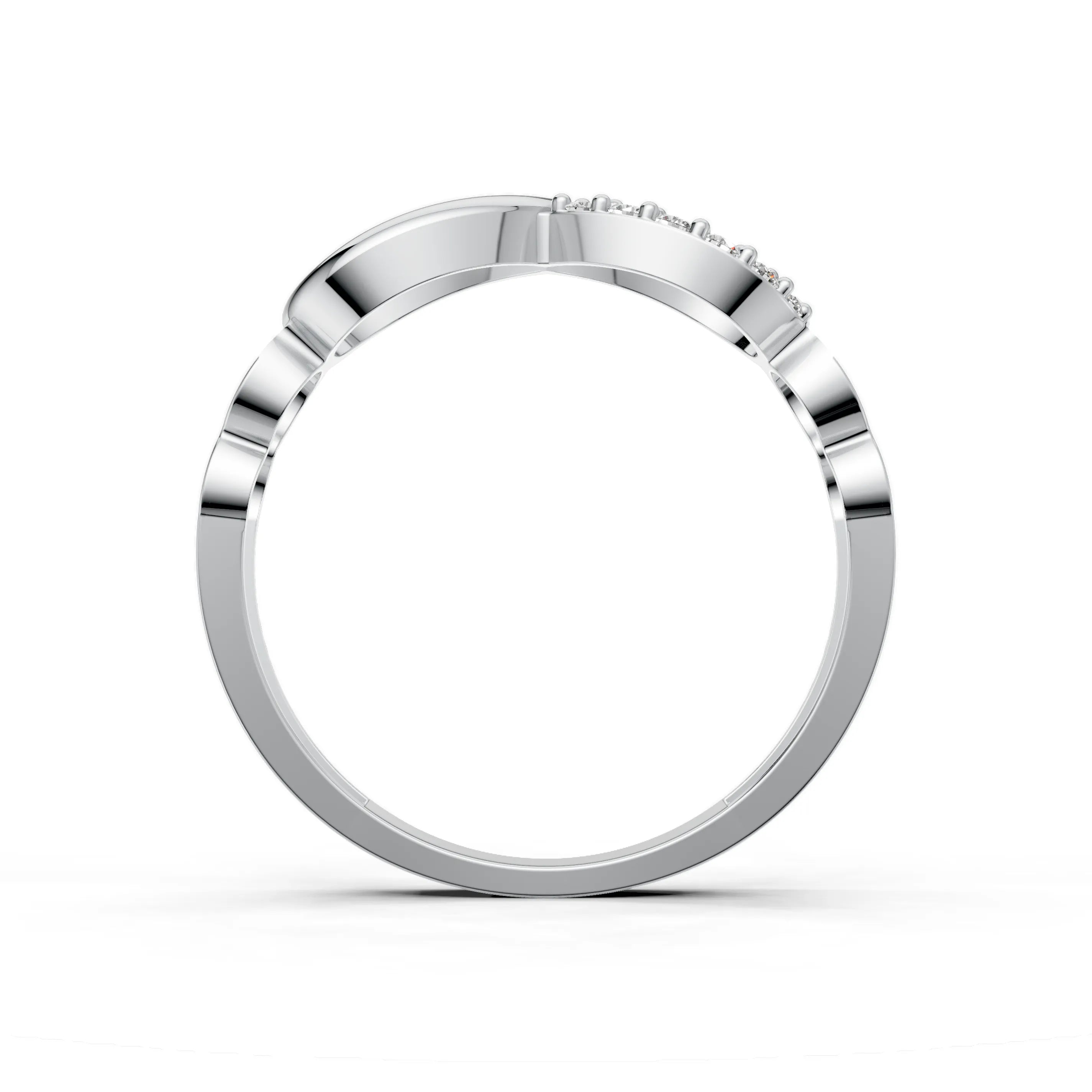 Pargold Solid Gold Infinity Loop Ring -Silver_Diamond_Diamond_Static_Silver