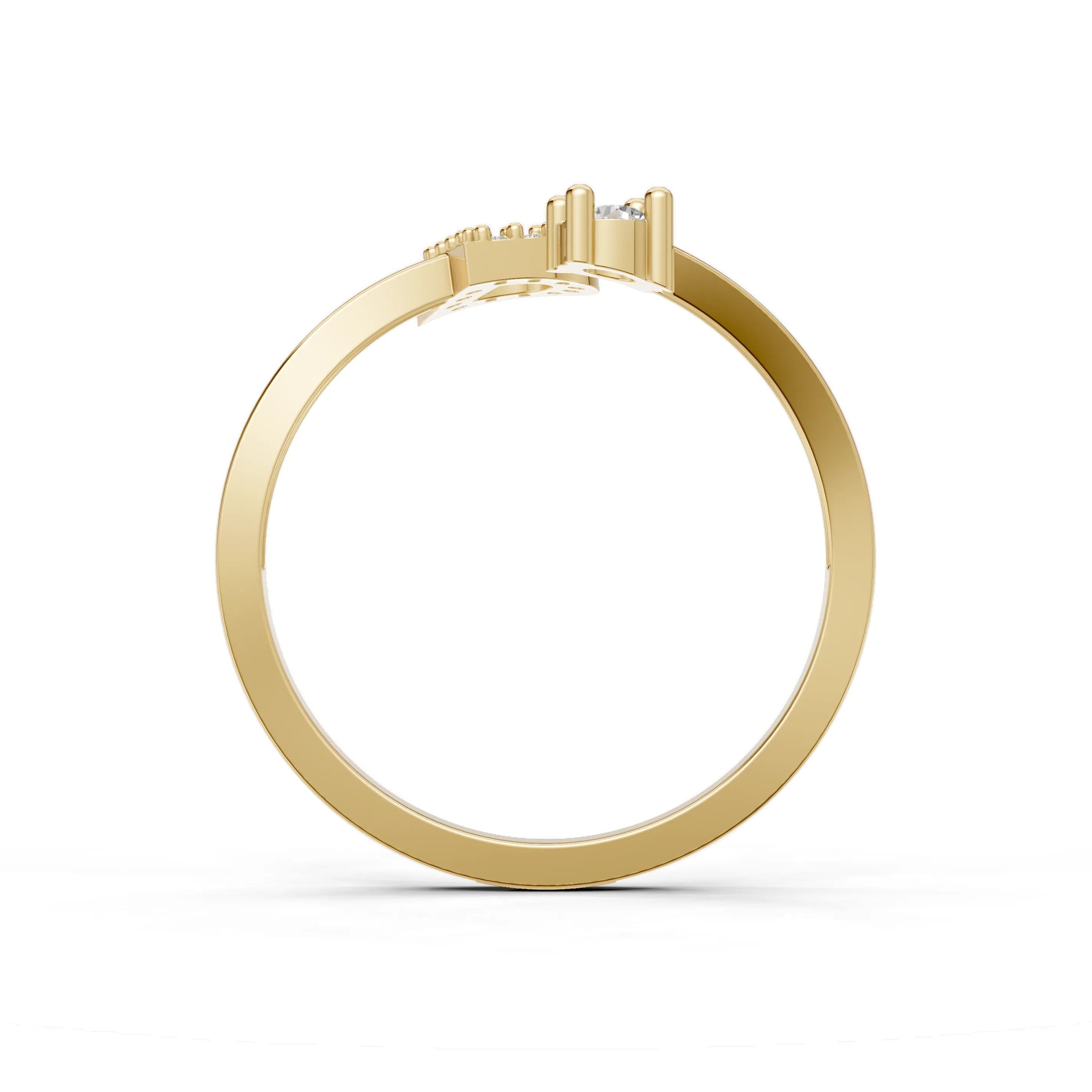 Pargold Solid Gold Distinguished Initial "D" Gold Ring -Gold_Diamond_Diamond_Static_Gold