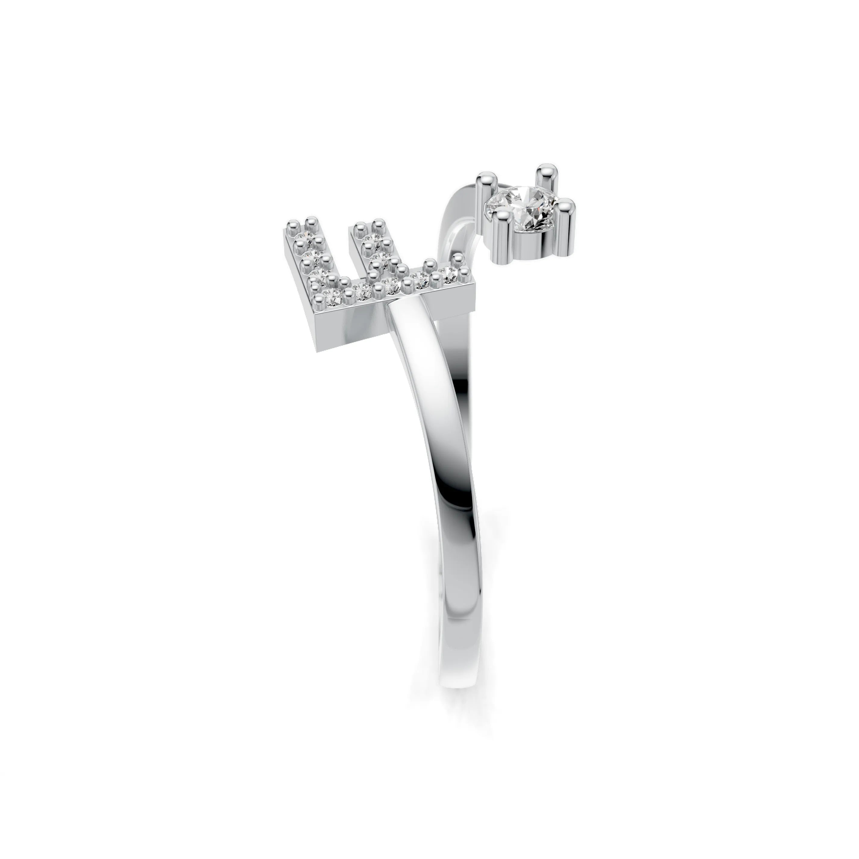 Pargold Solid Gold Finely Crafted Initial "F" Gold Ring -Silver_Diamond_Diamond_Static_Silver