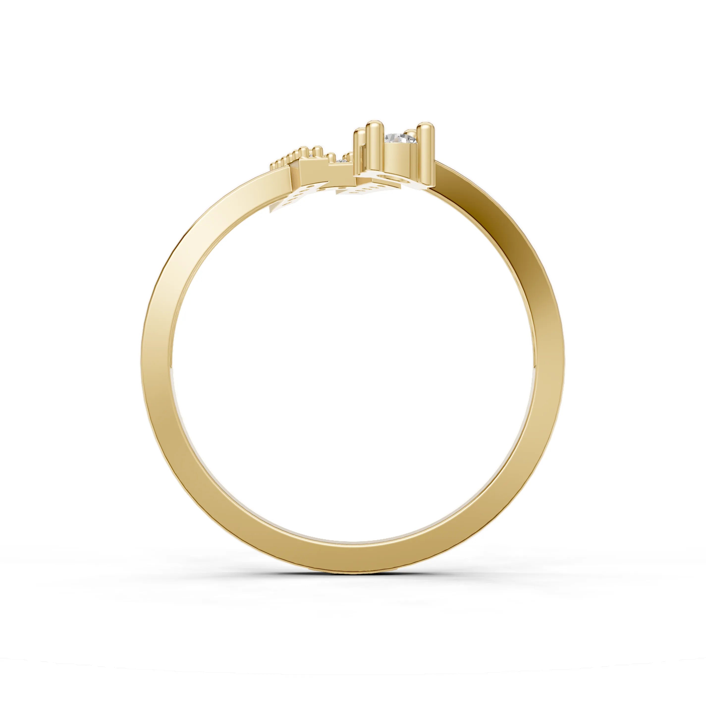 Pargold Solid Gold Brilliant Initial  "H" Gold Ring -Gold_Diamond_Diamond_Static_Gold