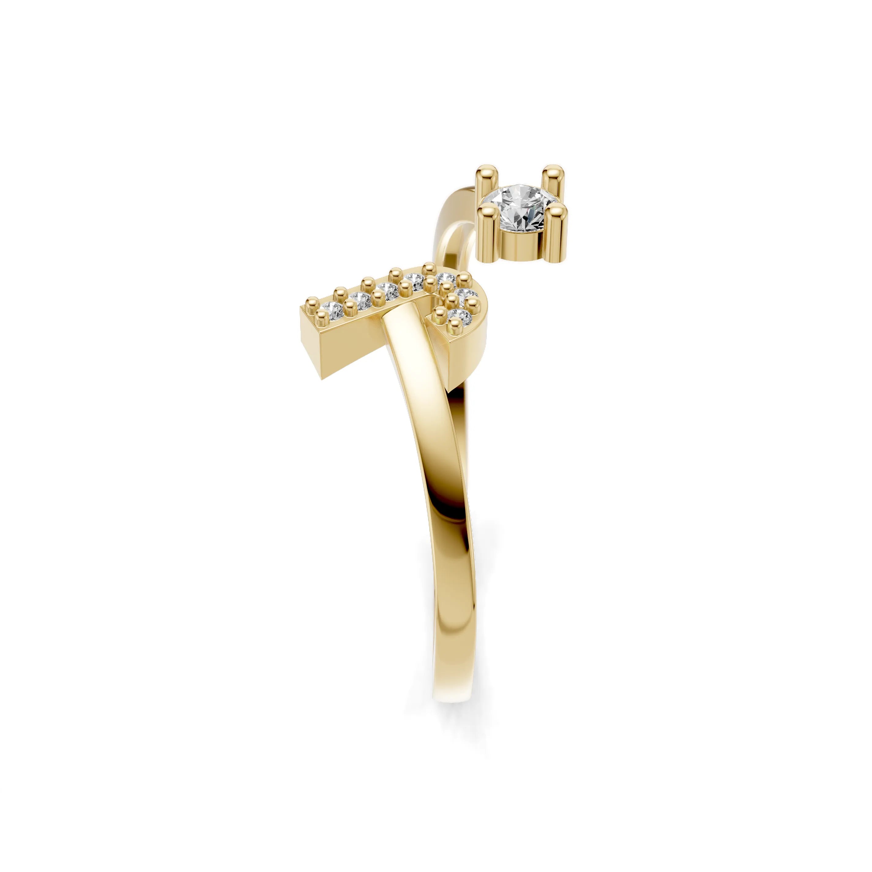 Pargold Solid Gold Dazzling Initial "J" Gold Ring -Gold_Diamond_Diamond_Static_Gold