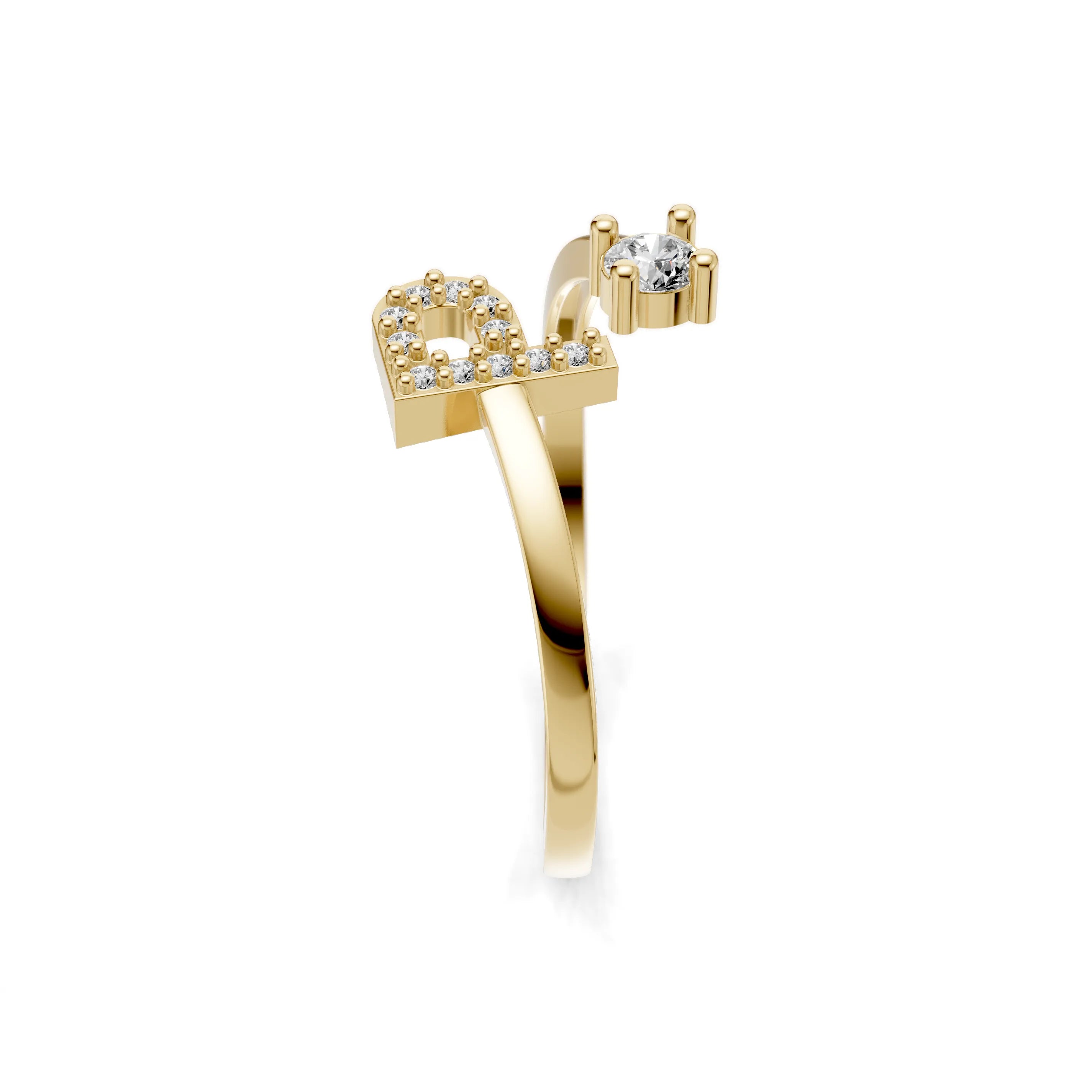 Pargold Solid Gold Precious Initial "P" Gold Ring -Gold_Diamond_Diamond_Static_Gold